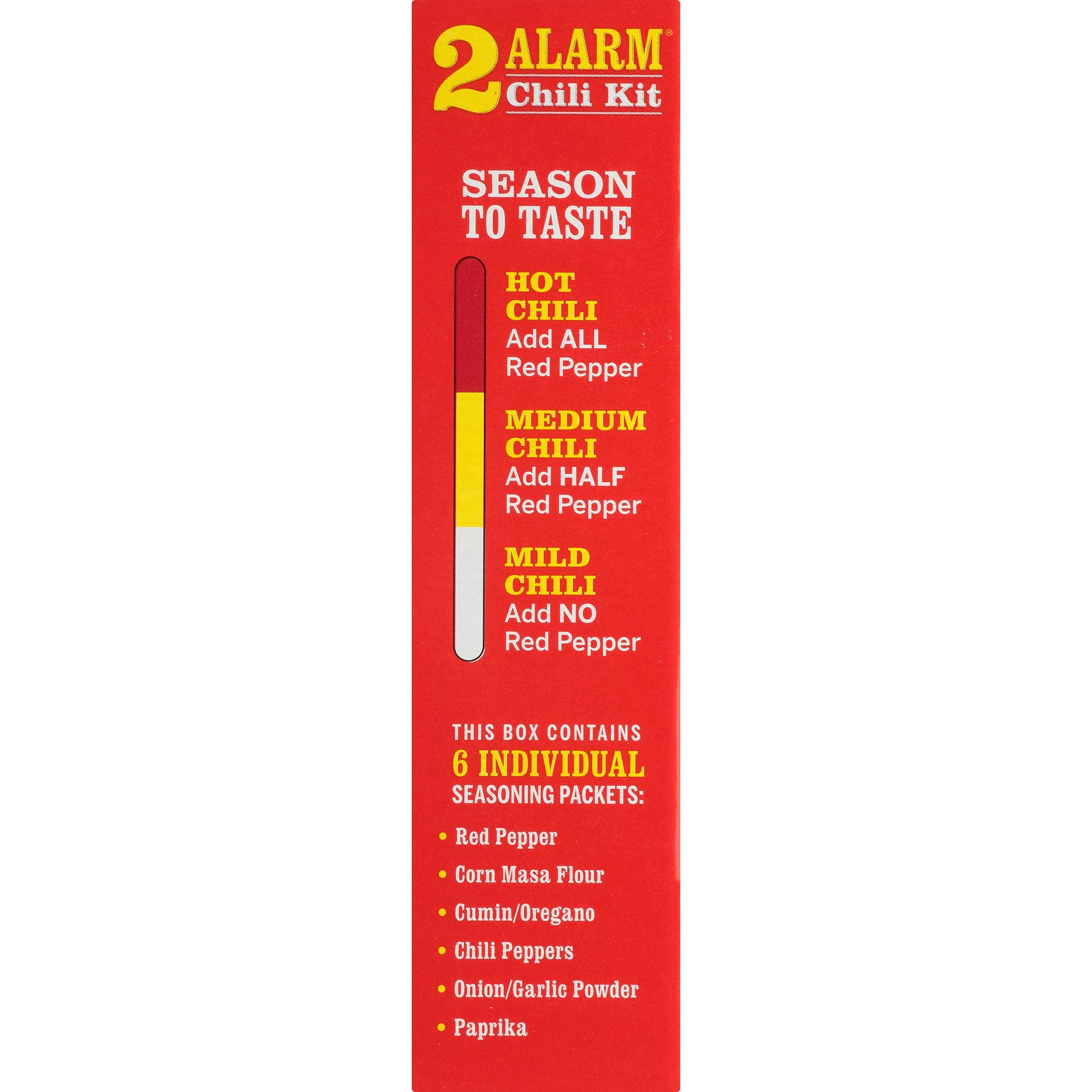 Wick Fowler's 2 Alarm Chili Kit paprika pack complements smoky warmth.
