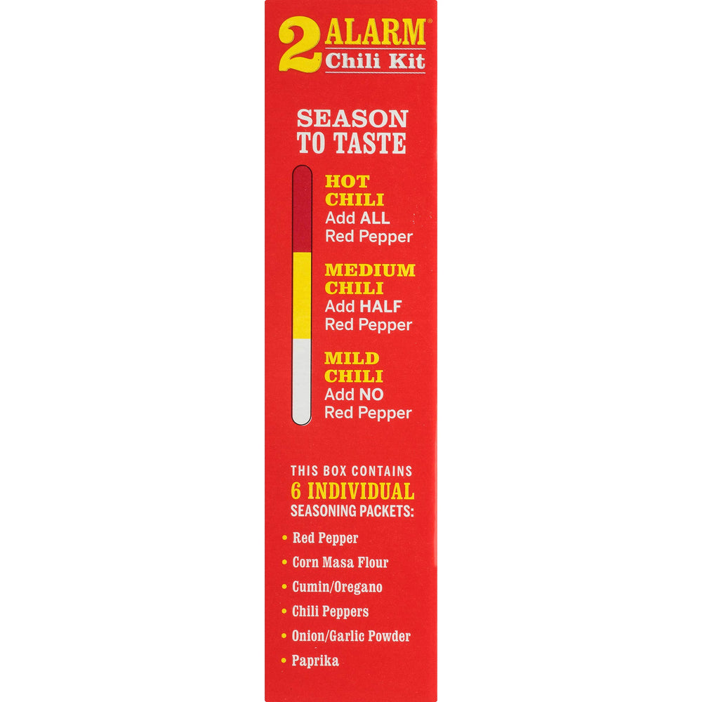 Wick Fowler's 2 Alarm Chili Kit paprika pack complements smoky warmth.