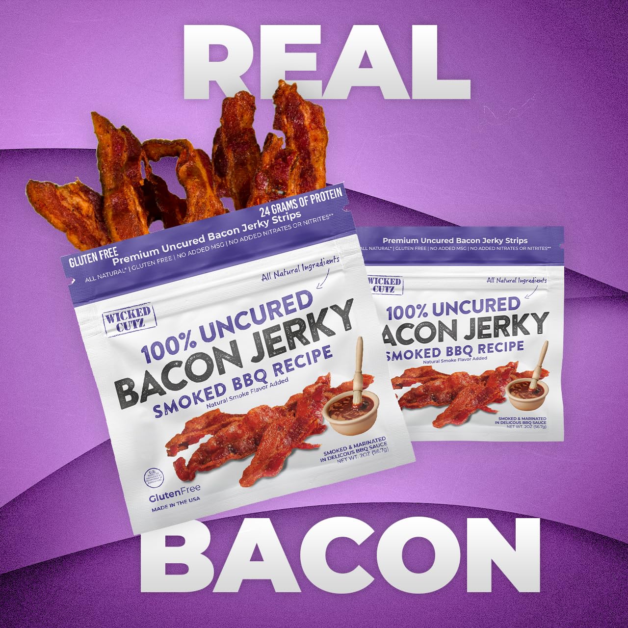 Wicked Cutz Bacon Jerky Old Fashioned Maple, sweet glaze option