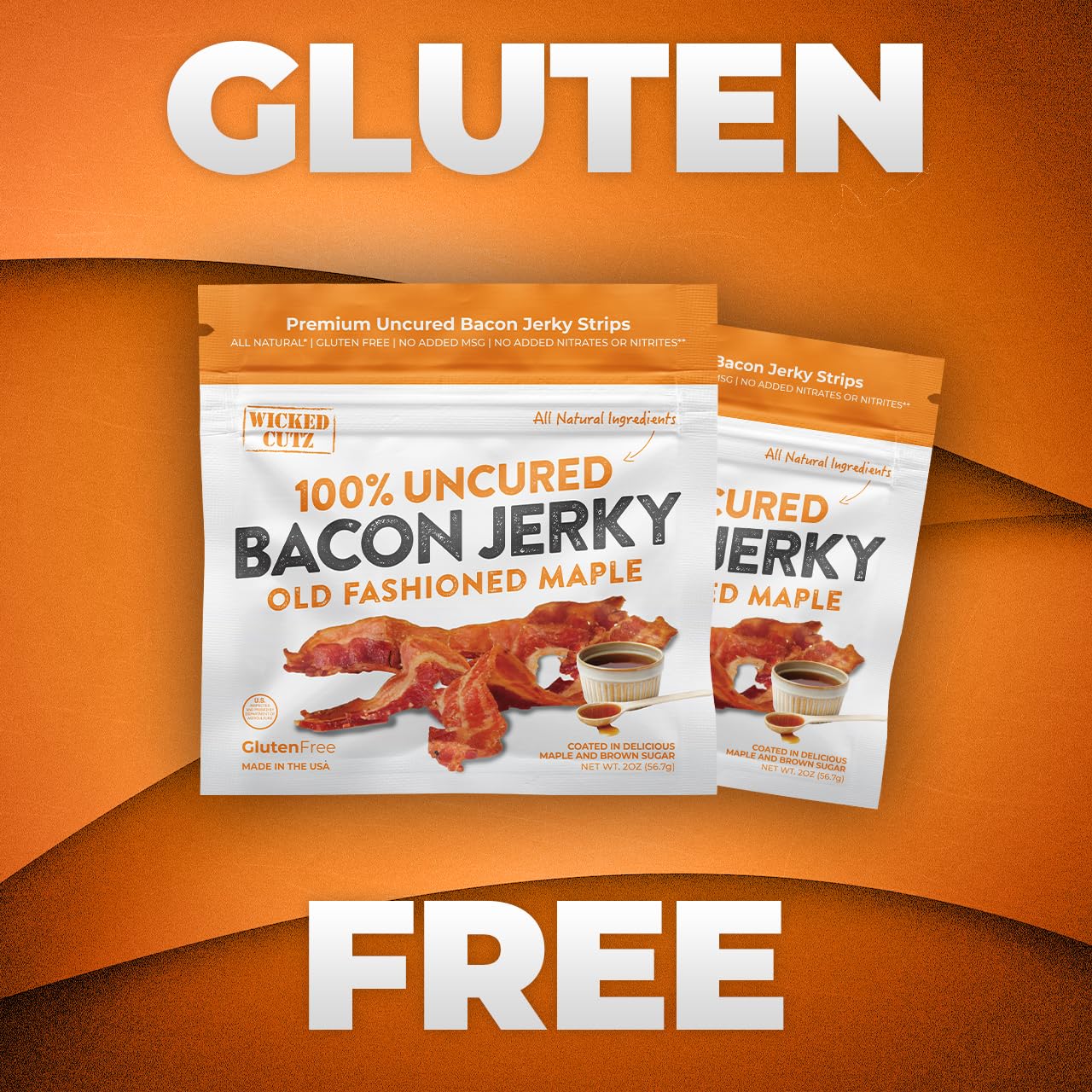 Easy-to-chew slices of Wicked Cutz bacon jerky for convenient snacking.