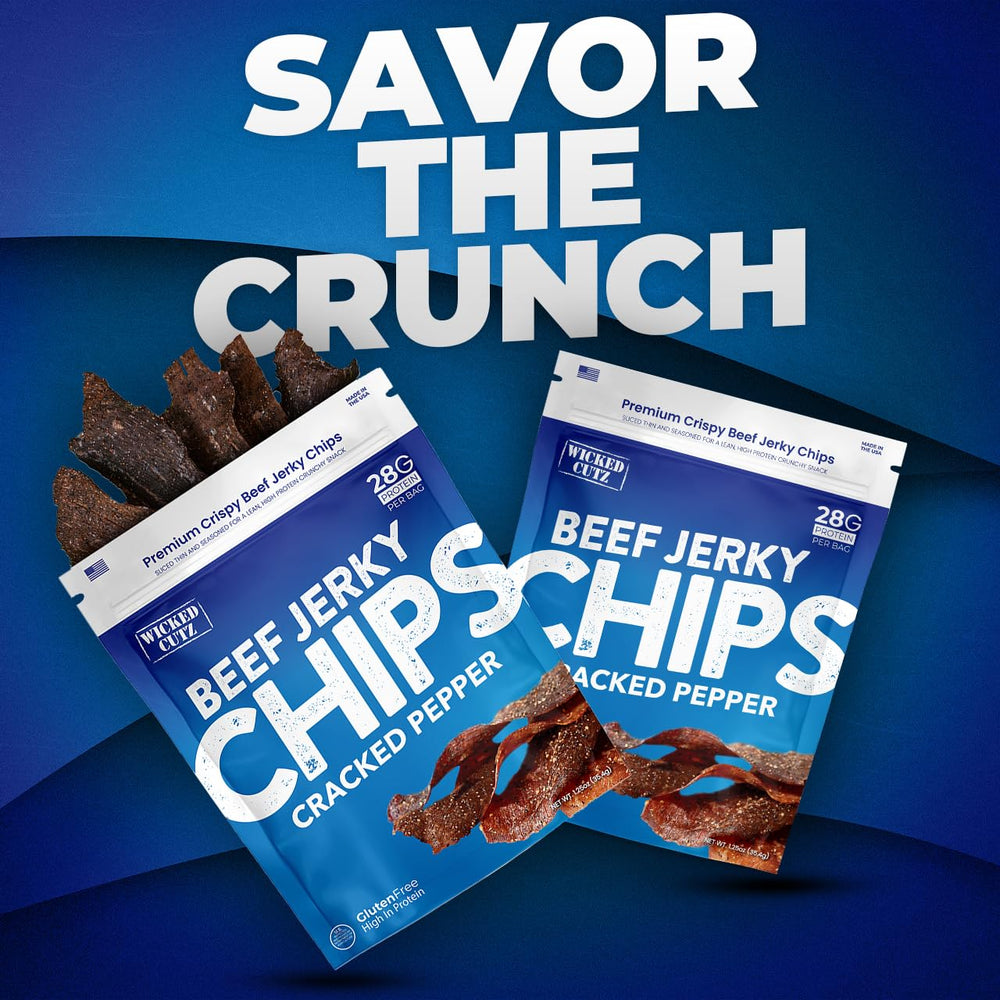 Wicked Cutz beef jerky crisp texture ready for on-the-go fueling