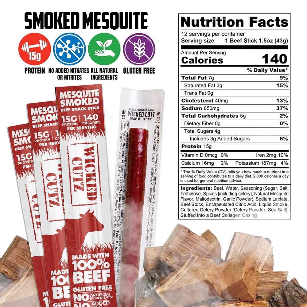 Made in the USA Wicked Cutz beef sticks packaging