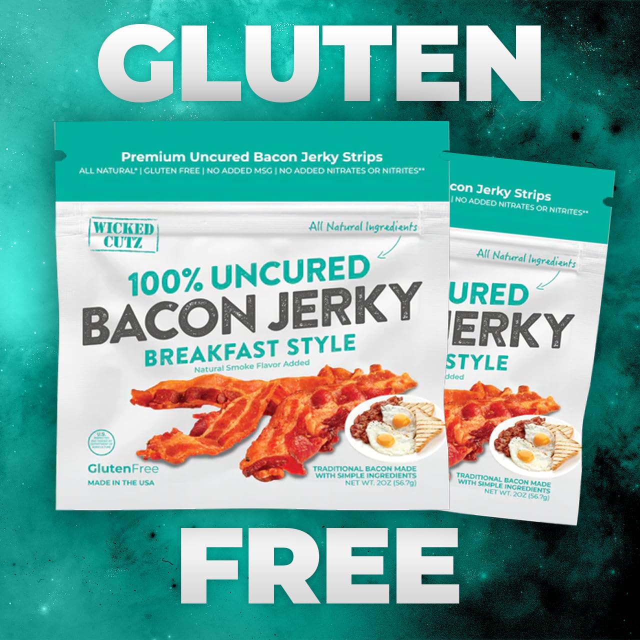 Wicked Cutz Breakfast Style Bacon Jerky on-the-go image for busy days.