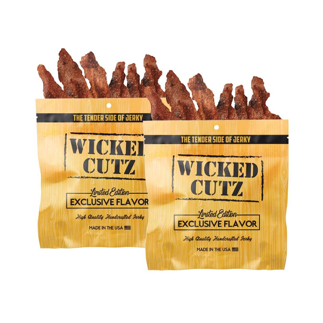 Wicked Cutz Cinnamon Roll Bacon Jerky pack highlights convenient, high-protein snack