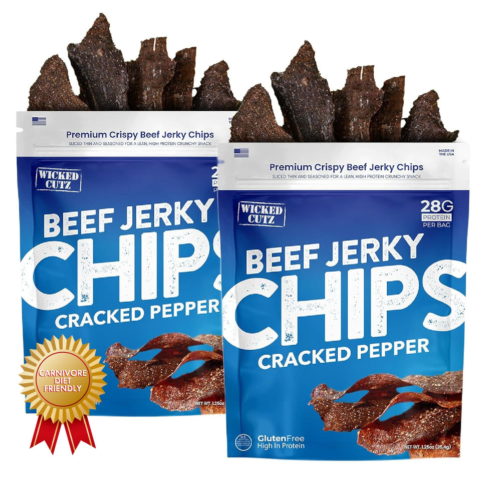 Wicked Cutz Cracked Pepper bag front, portable high-protein snack