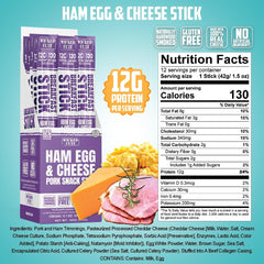 Wicked Cutz Ham Egg Cheese Stick closeup highlights juicy texture for a satisfying morning bite.