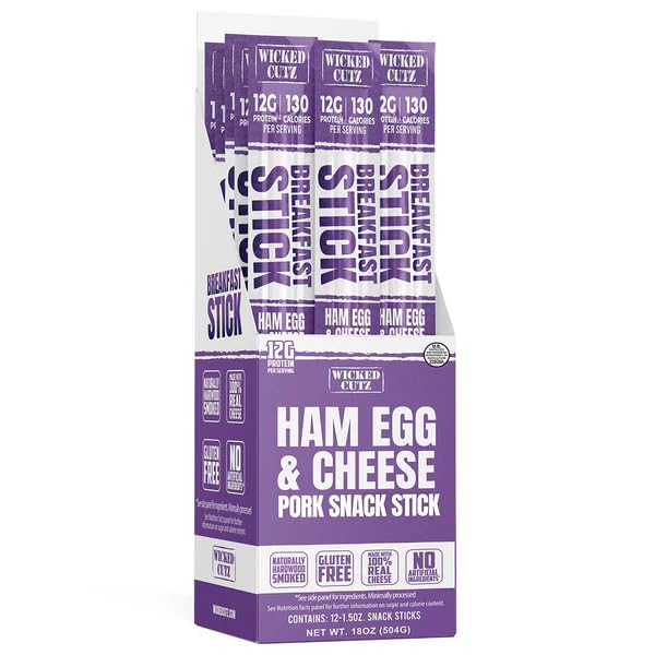 Wicked Cutz Ham Egg & Cheese Stick packshot shows convenient high-protein breakfast on the go.
