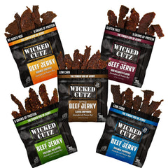 Wicked Cutz Orange Teriyaki beef jerky bag for on-the-go protein.