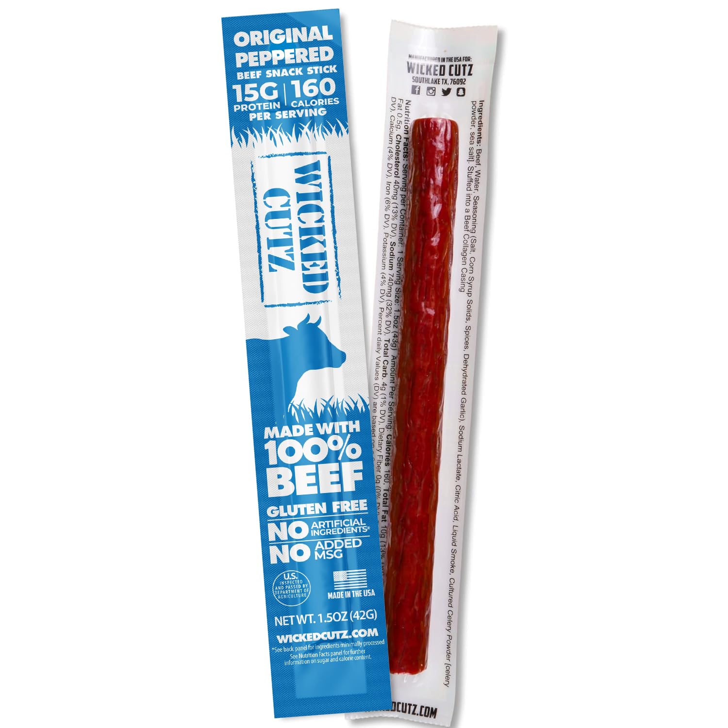 Wicked Cutz Original Peppered Beef Sticks variety pack display for selection