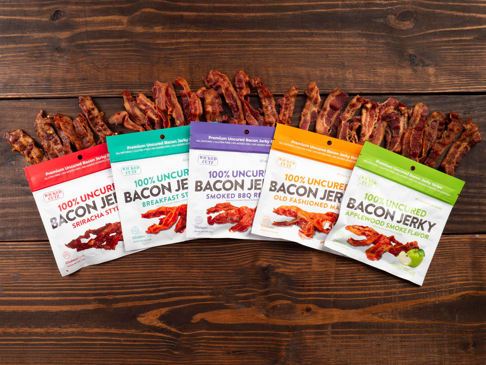 Wicked Cutz Sriracha Bacon Jerky contains no MSG or nitrates.