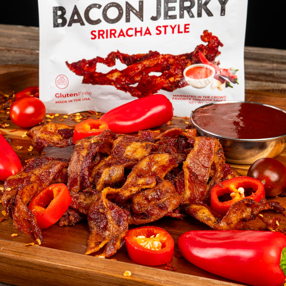 Wicked Cutz Sriracha Bacon Jerky on-the-go pack ideal for busy days.
