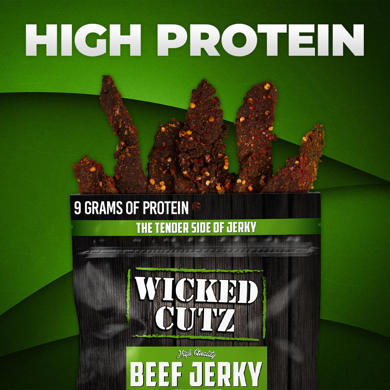 Wicked Cutz USA Made badge on jerky packaging
