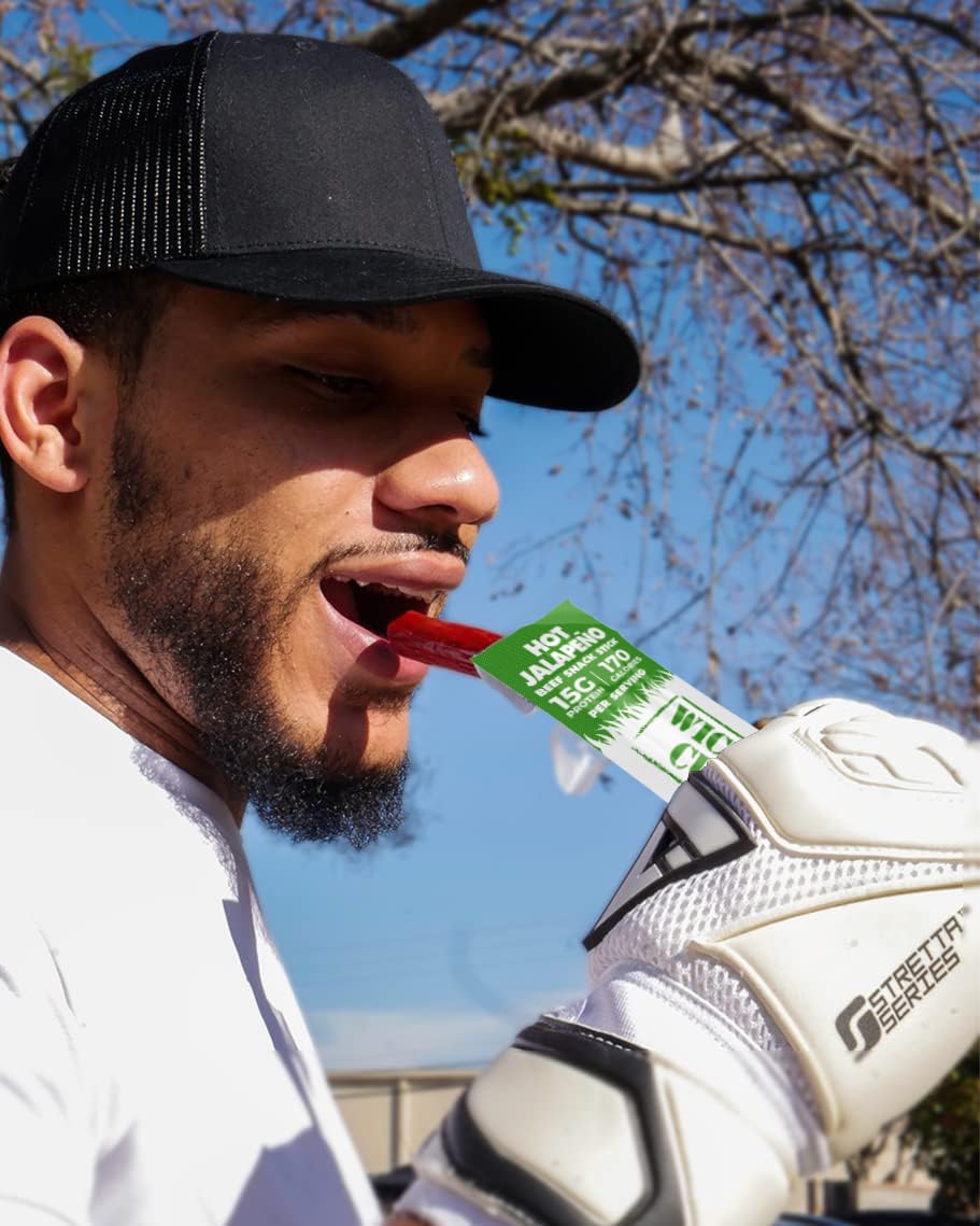 Wicked Cutz Volcanic Jalapeno nutrition label emphasizes 15g protein per stick.