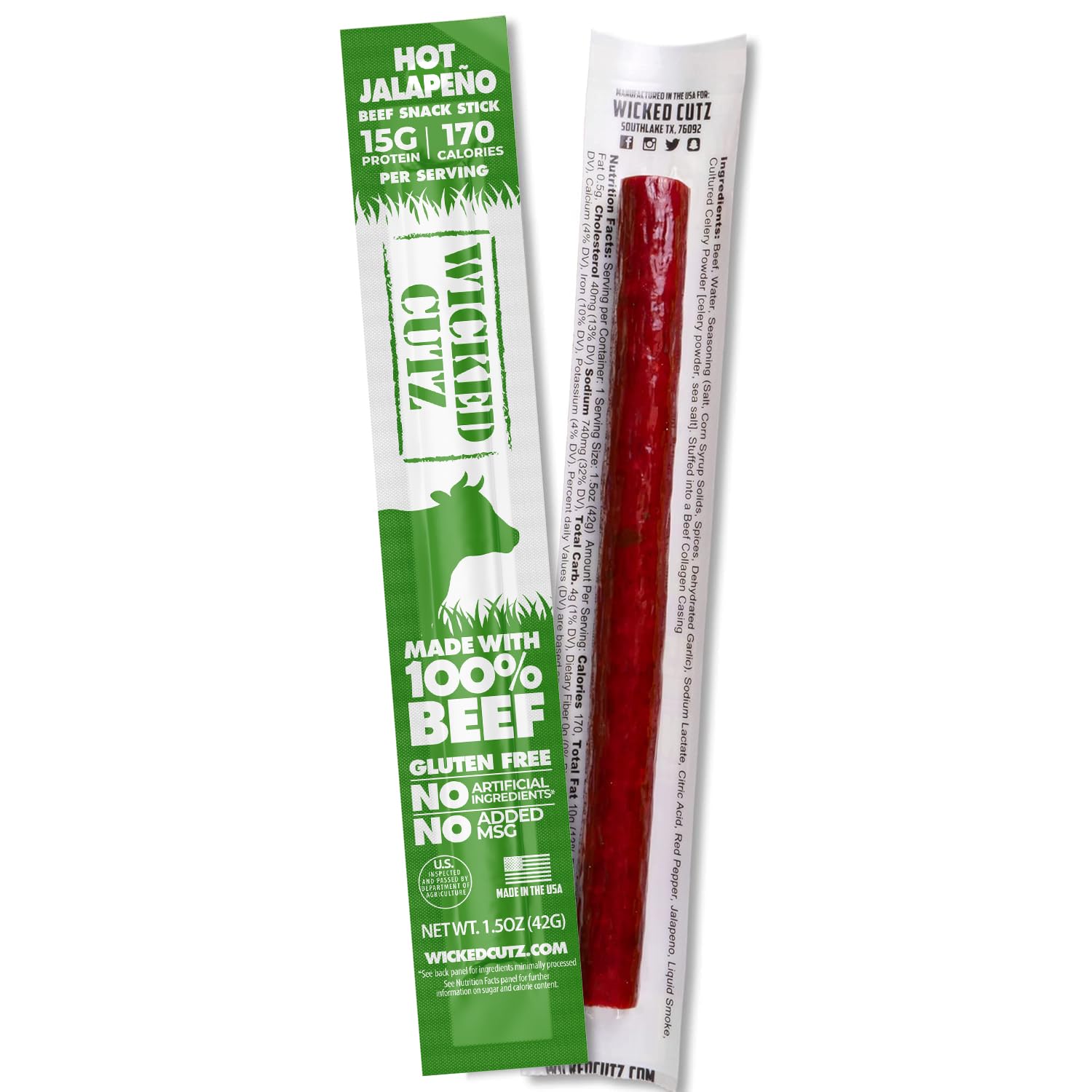 Wicked Cutz Volcanic Jalapeno serving idea for desk, gym bag, or trail.