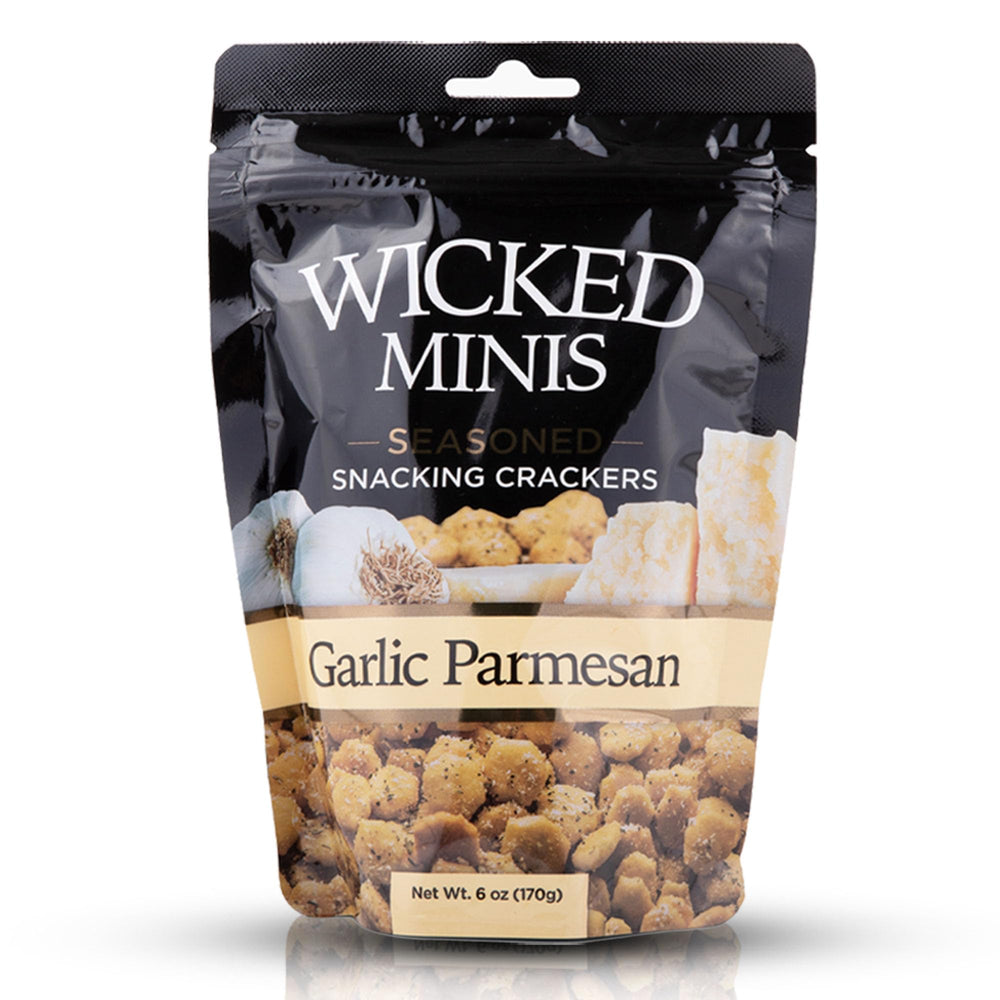 Wicked Minis Garlic Parmesan crackers offer savory crunch for soups and salads.