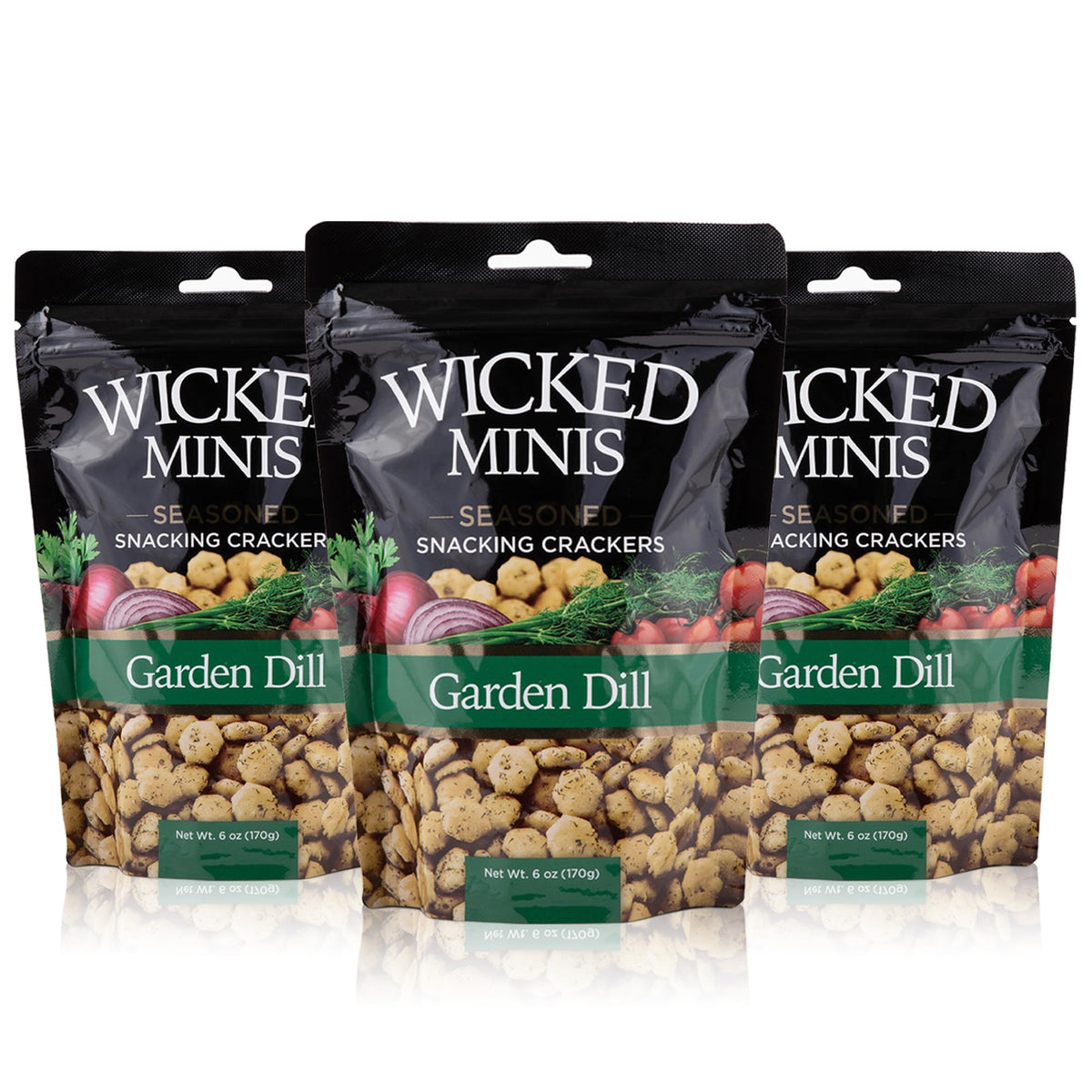 Wicked Mix Wicked Minis garden dill crackers offer crisp texture for soups and salads.