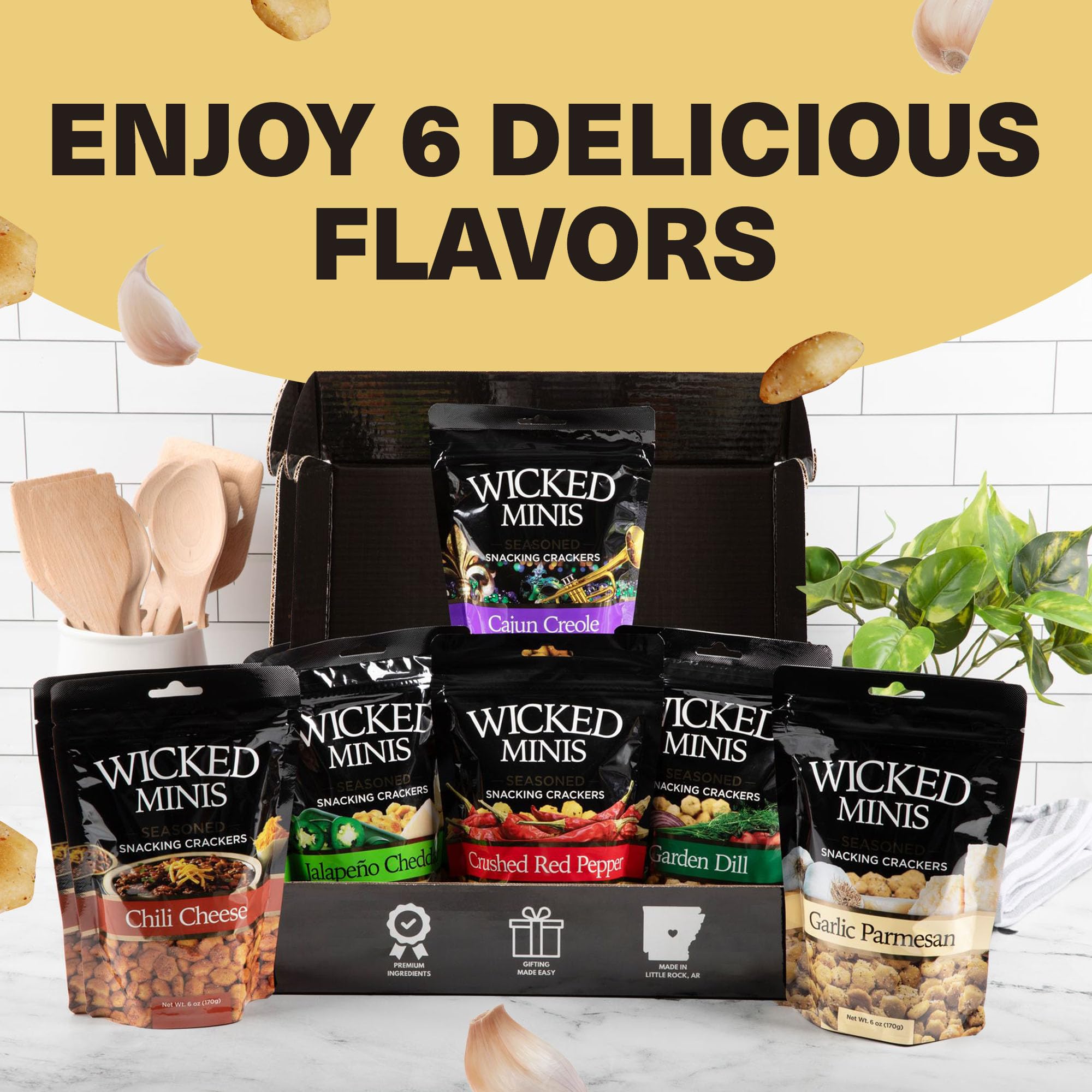 Wicked Minis Soup and Salad Pairing crackers complement bowls and toppings.