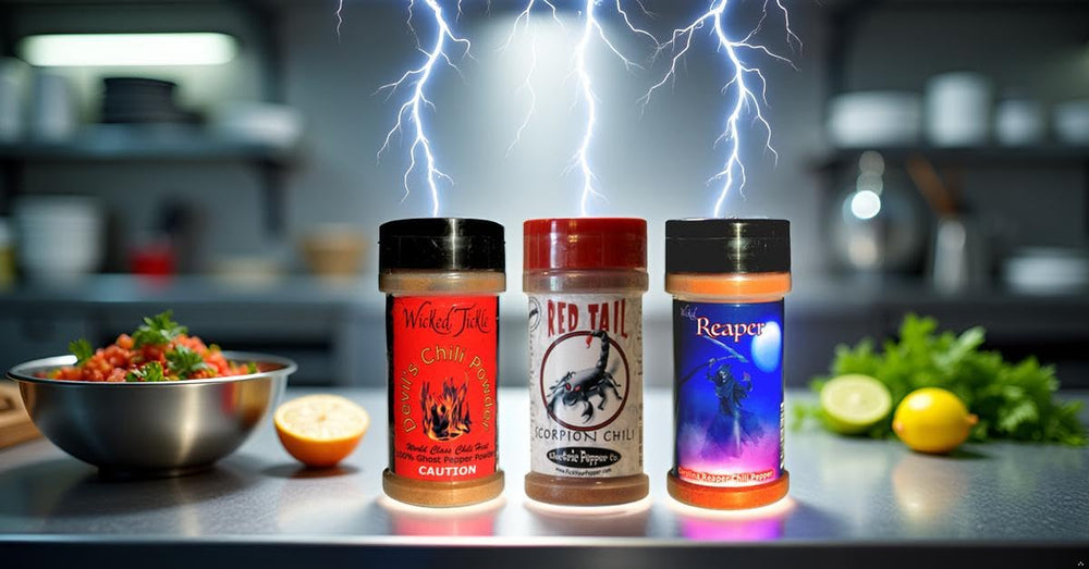 Wicked Reaper Carolina Reaper chili powder 2oz back view showing freshness seal.
