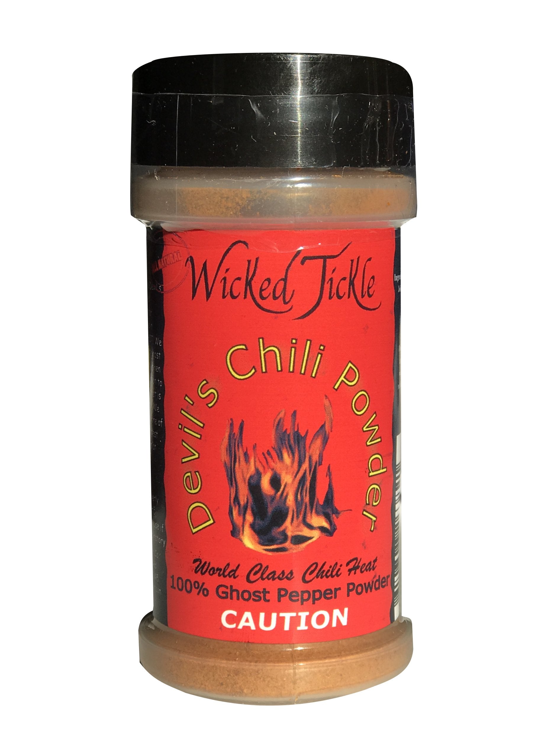 Wicked Reaper Carolina Reaper chili powder 2oz front view for intense flavor readiness.