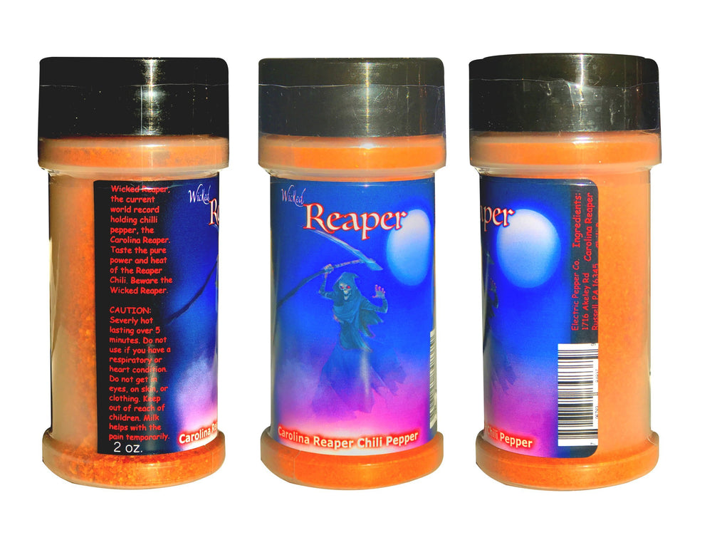 Wicked Reaper Ghost chili powder 2oz back view showing seal.