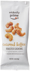 Wickedly Prime fire-roasted cashews with toffee coating and caramelized texture.