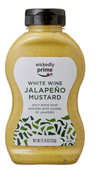 Wickedly Prime mustard bottle with white wine jalapeño for bold sandwiches.