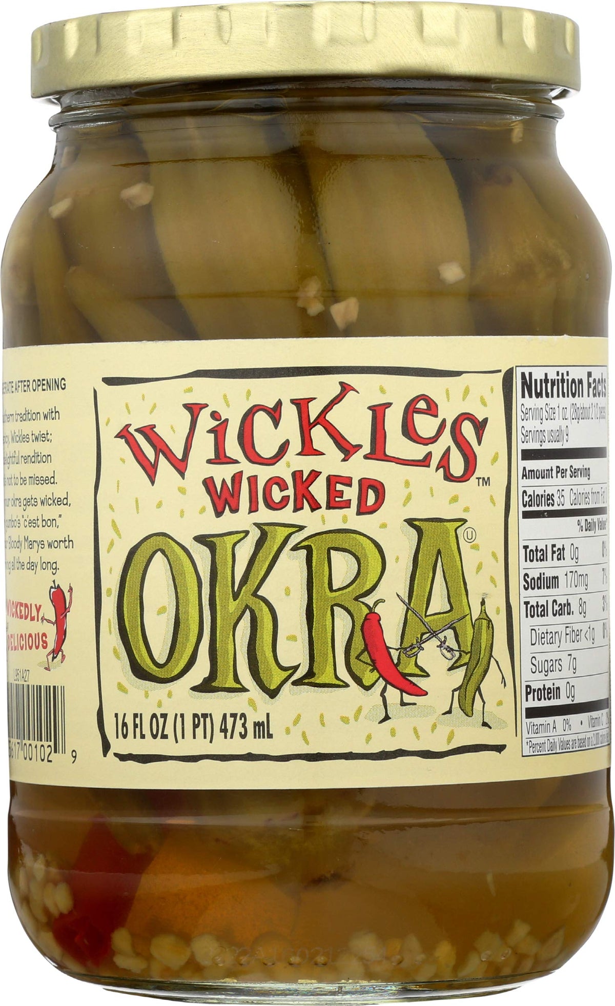 Wickles Okra Wicked bottle on pantry shelf for quick flavor boost