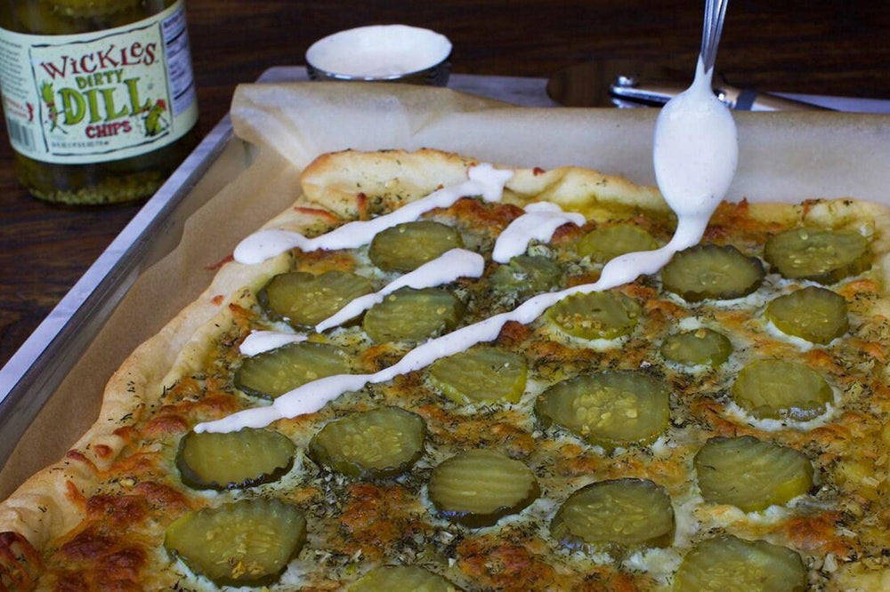 Wickles Wicked Pickle Chips on a small plate for quick snacking