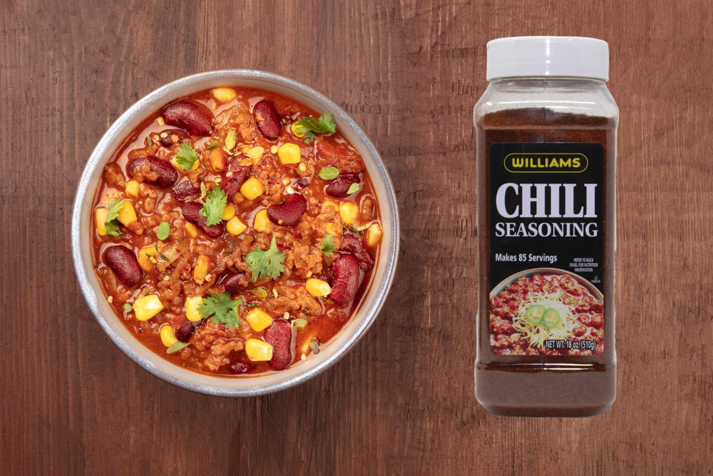 Wiiliams Chili Seasoning Mix 2-pack on pantry shelf ready for meals