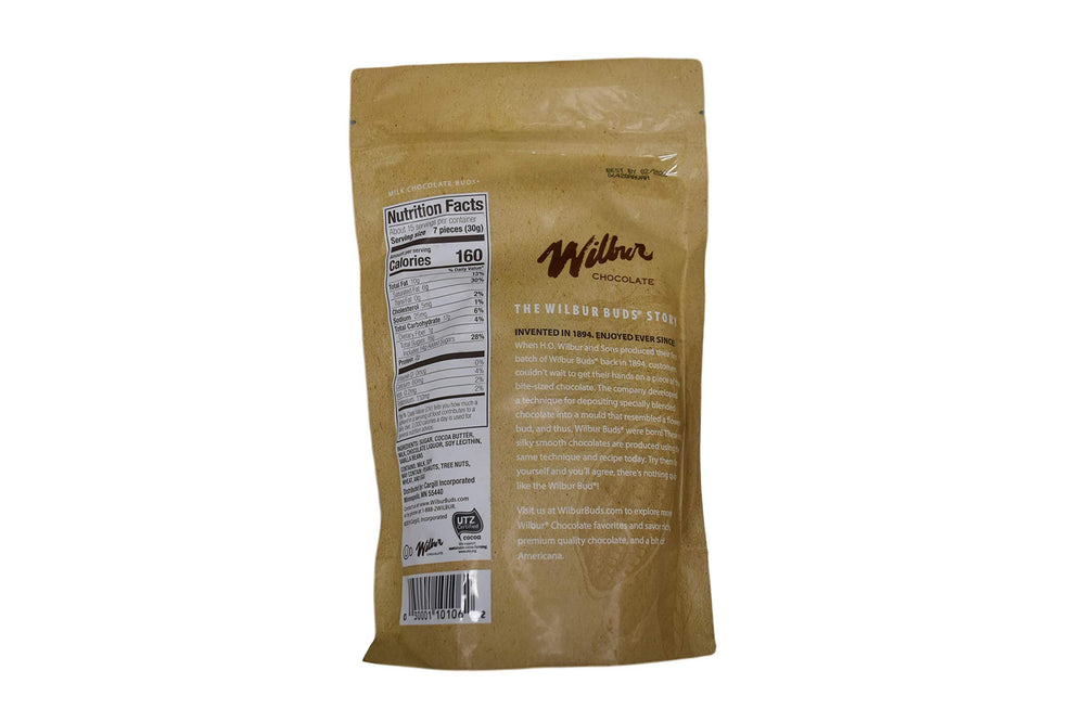 Closeup of Wilbur Milk Chocolate Buds showing smooth texture and rich aroma.