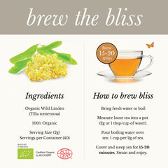 Wild Bliss Linden Tea brew closeup showcases floral aroma and comforting flavor.