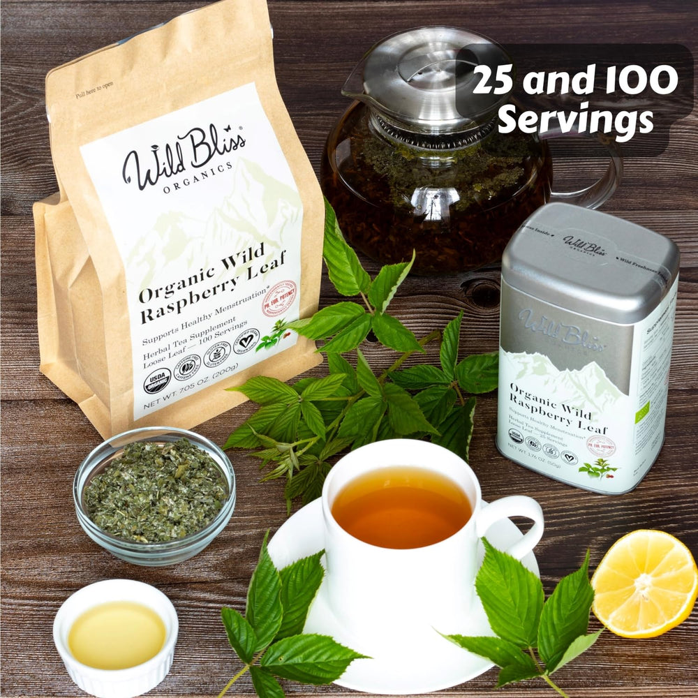 Wild Bliss dried raspberry leaves show pure organic freshness and aroma