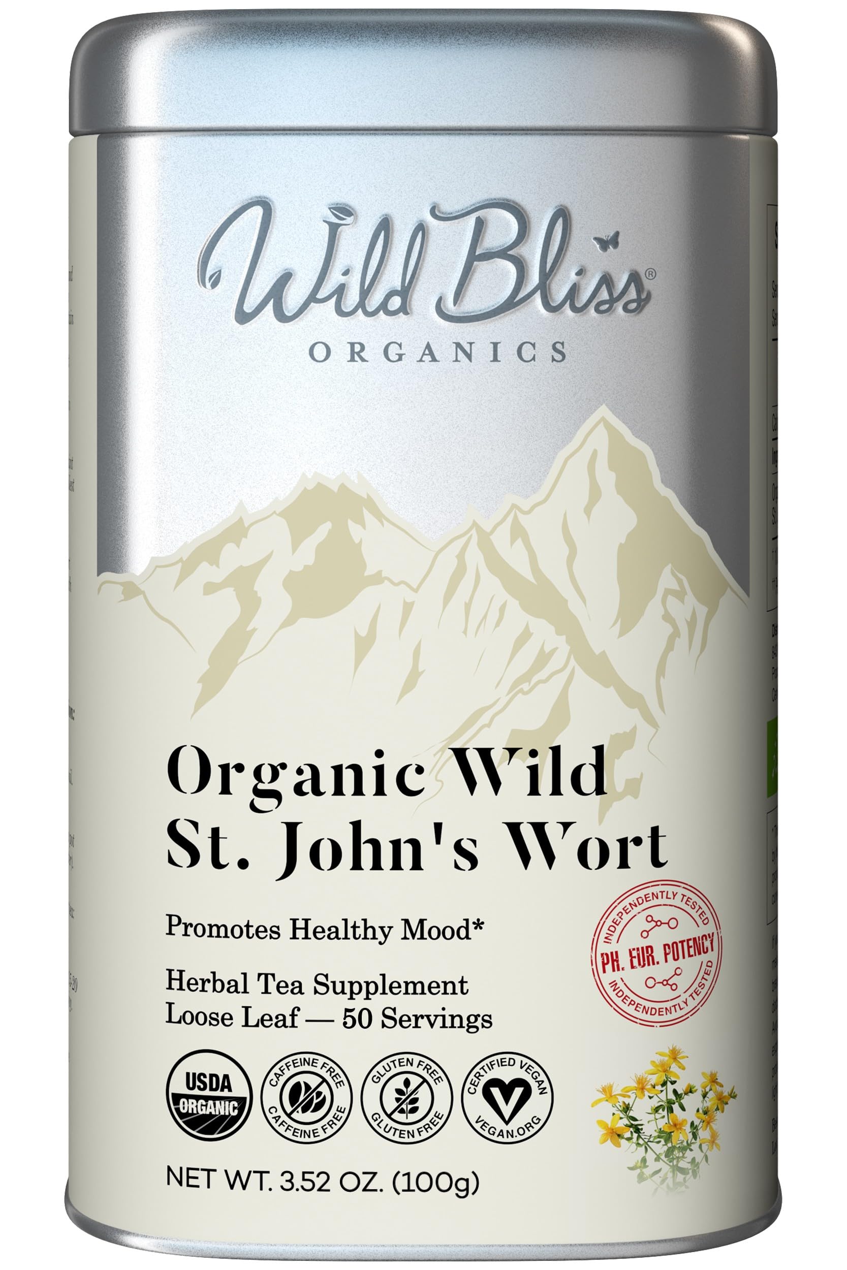 Wild Bliss St John's Wort Tea loose-leaf close-up for mood balance
