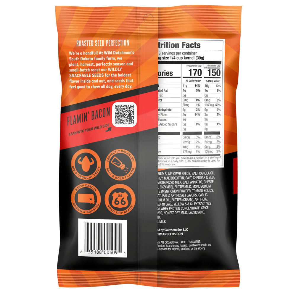 Wild Dutchman Resealable snack bag keeps seeds fresh between bites.
