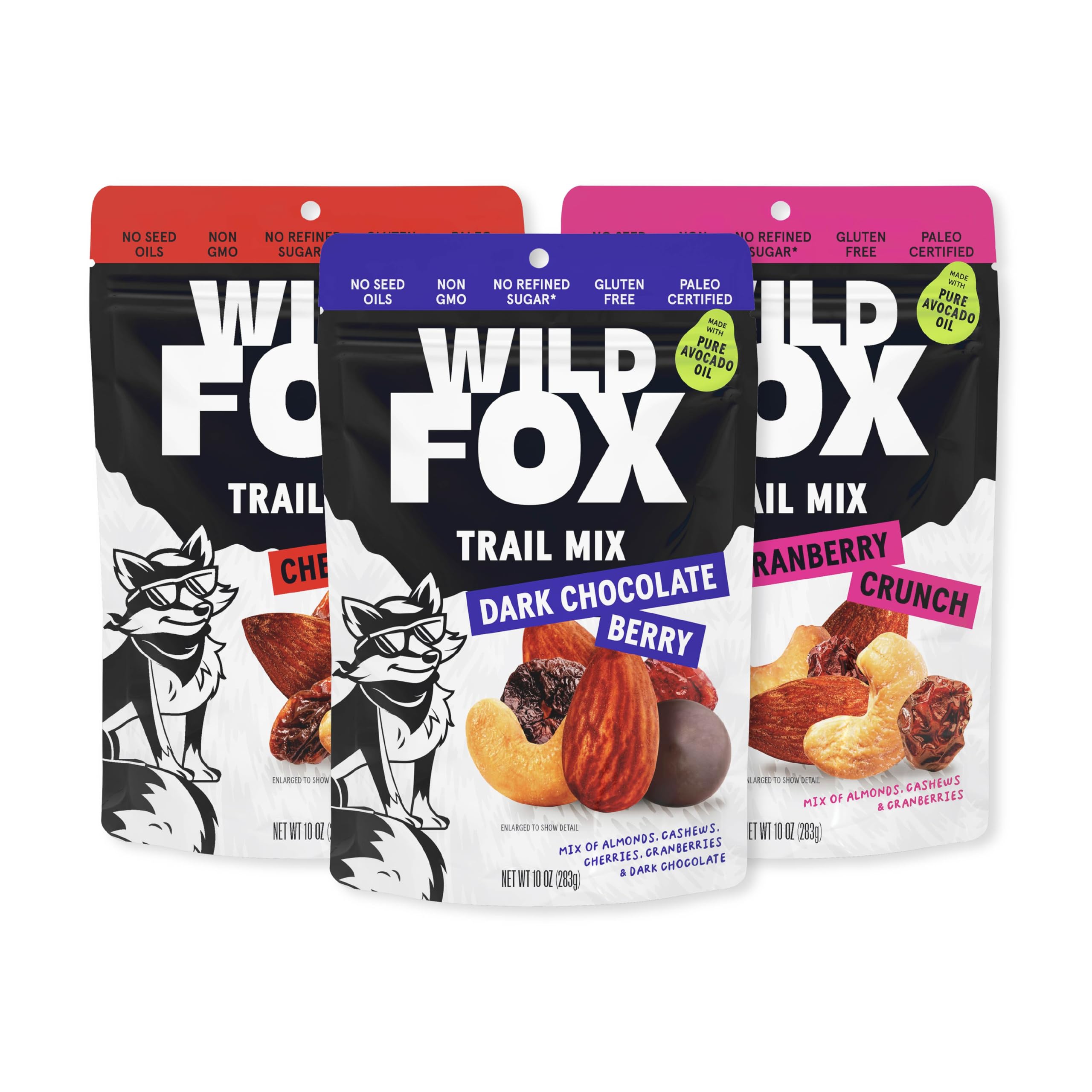 Wild Fox Trail Mix avocado-oil-bag shows clean ingredients for active days.