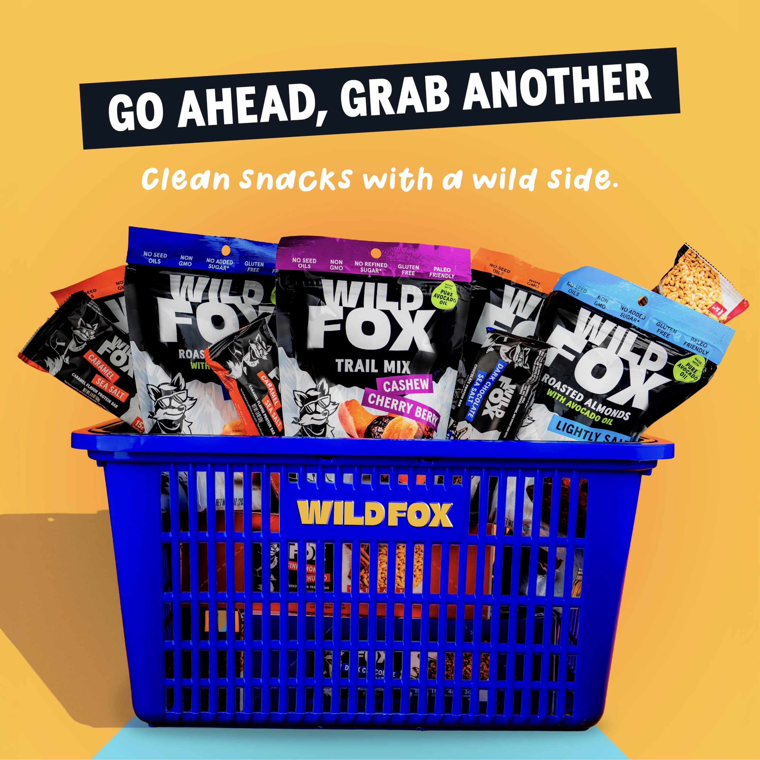 Wild Fox Trail Mix on-hiking-trail scene suggests energy for outdoor adventures.