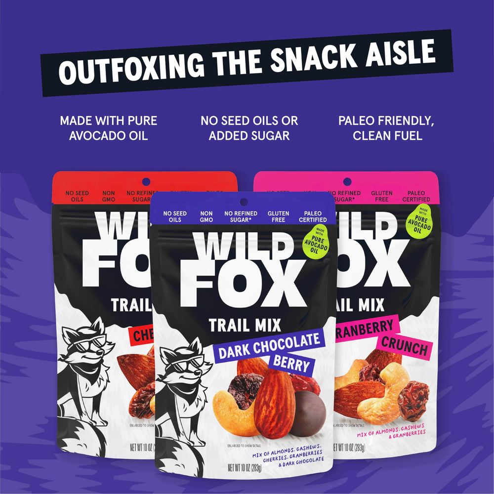 Wild Fox Trail Mix vegan-ingredient closeup highlights plant-based protein.
