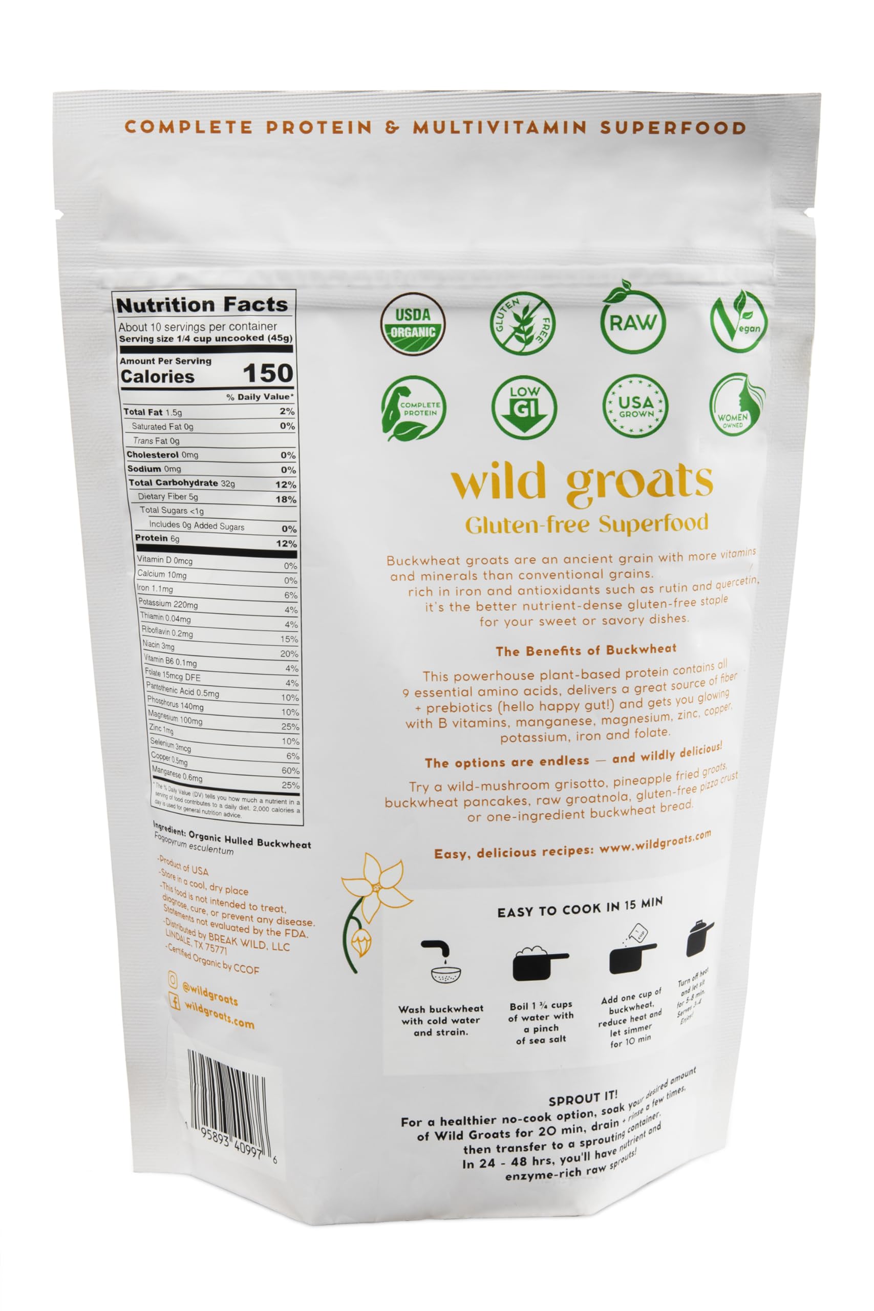 Wild Groats buckwheat waffles—crisp, flavorful breakfast.