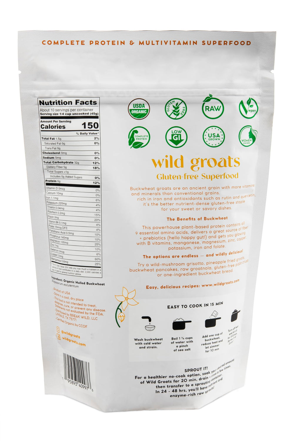 Wild Groats buckwheat waffles—crisp, flavorful breakfast.