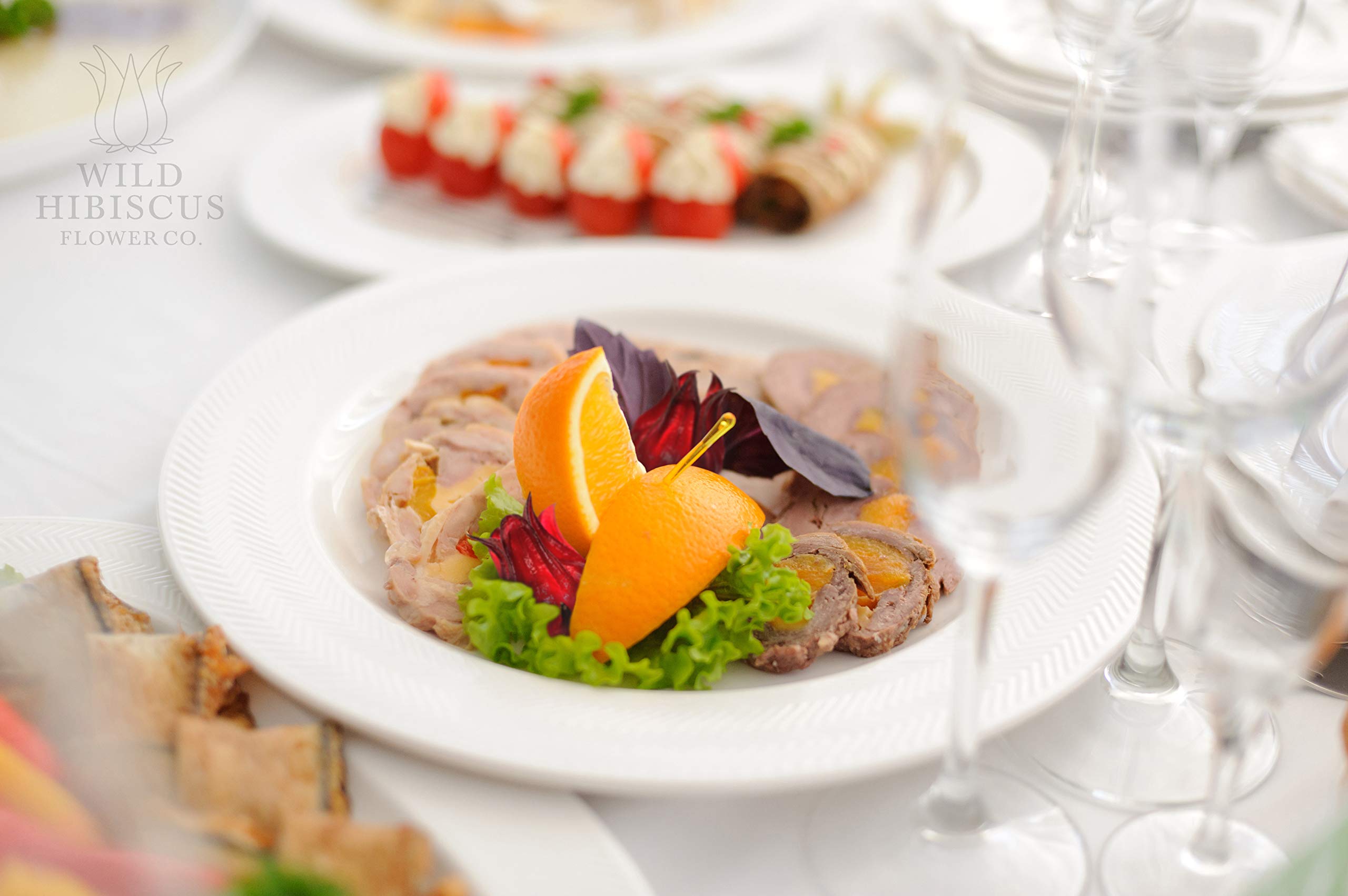 Wild Hibiscus flower halves used for stylish plating and garnishes.