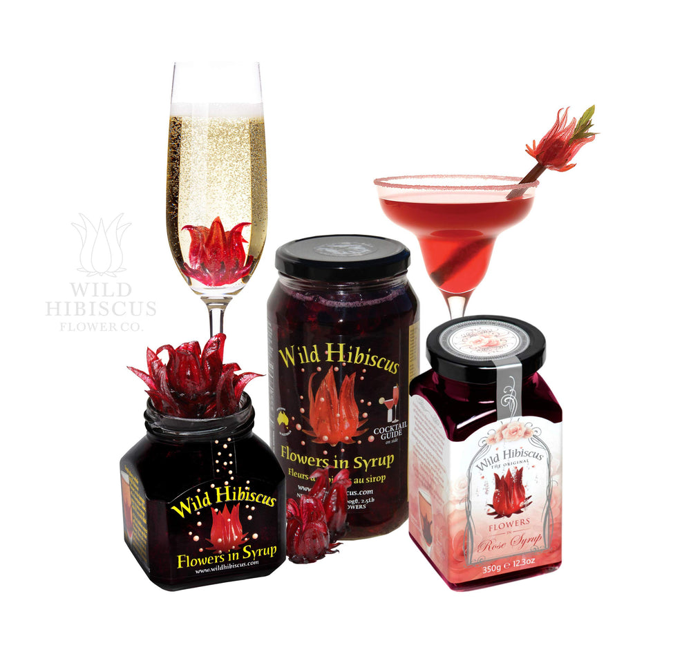 Wild Hibiscus syrup drizzle finishing beverages and desserts with color.