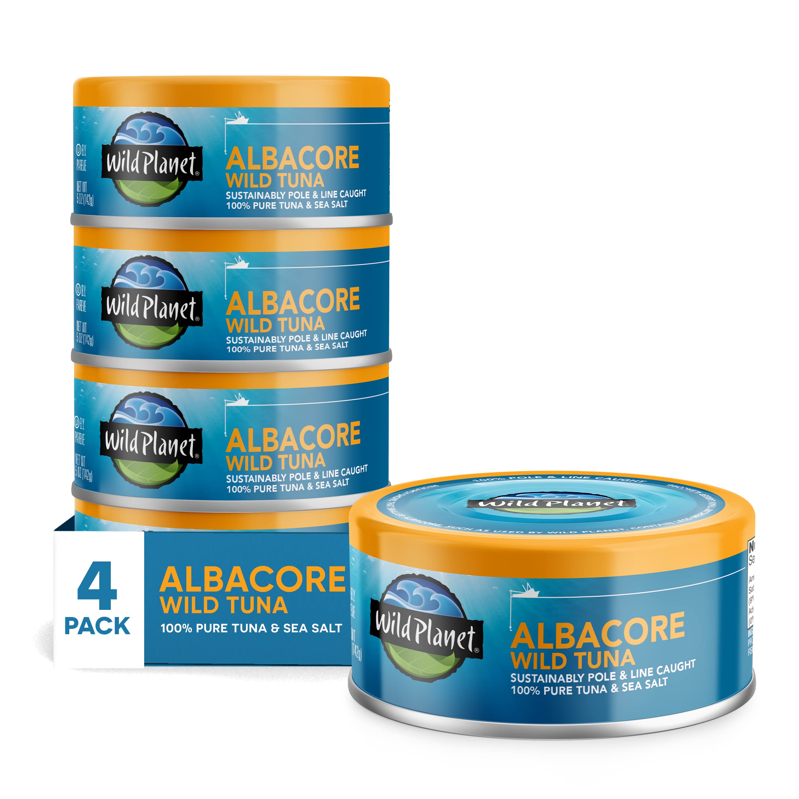 Wild Planet Albacore tuna can showing pure tuna flavor with no drain needed