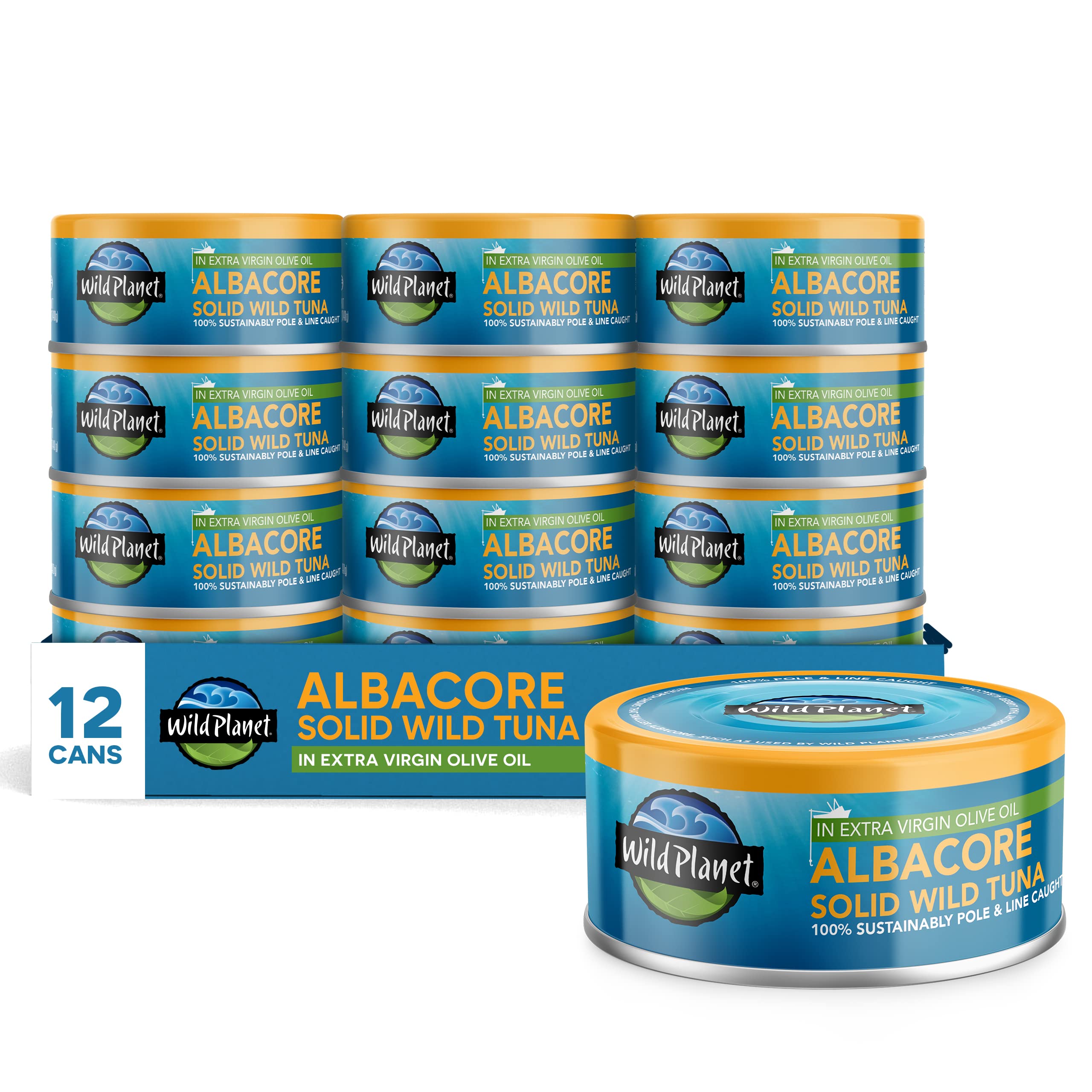 Wild Planet albacore tuna in olive oil can with premium flavor.