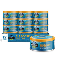 Wild Planet Albacore Tuna steak with sea salt, ready to elevate sandwiches.