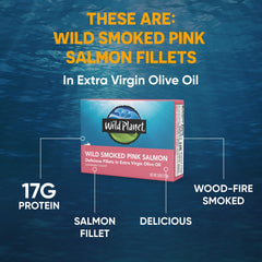 Wild Planet can front label highlighting sustainably wild-caught and non-GMO status.
