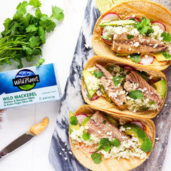 Wild Planet mackerel fillets with olive oil, ready to pair with sides or salads.