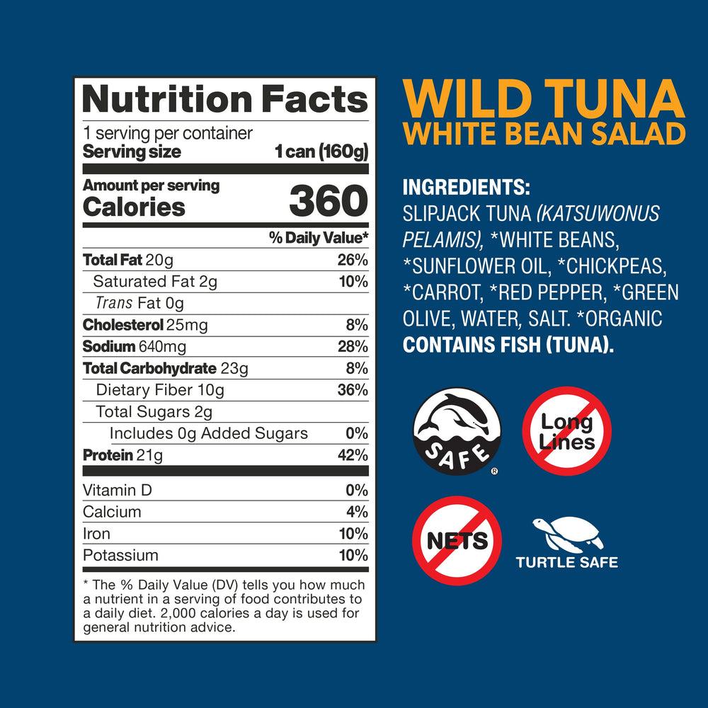 Wild Planet tuna salad with organic chickpeas and vegetables, ideal for quick lunches