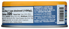 Wild Planet pole-and-line caught tuna; sustainability label on the can.