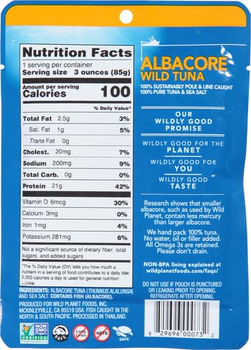 Wild Planet Pouch Tuna Wild Albacore on salad showcasing easy, protein-rich lunch