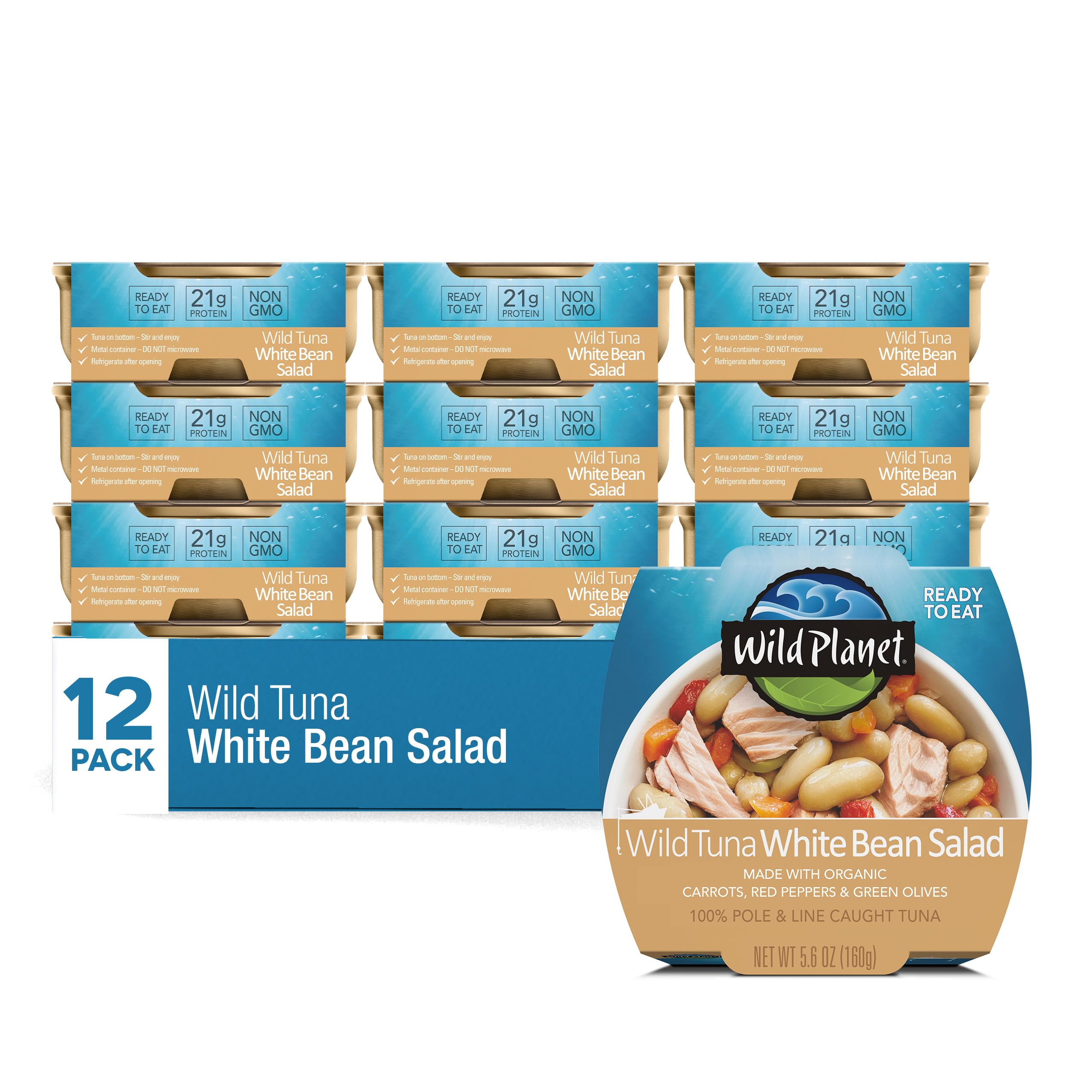 Wild Planet ready-to-eat tuna salad with white beans and vegetables, convenient protein boost